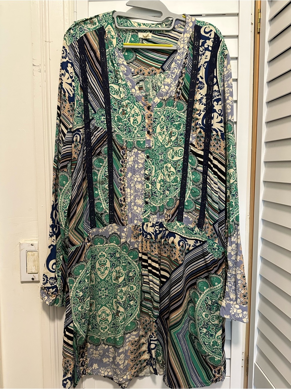 Green Multi-Pattern Women's Tunic Dress
